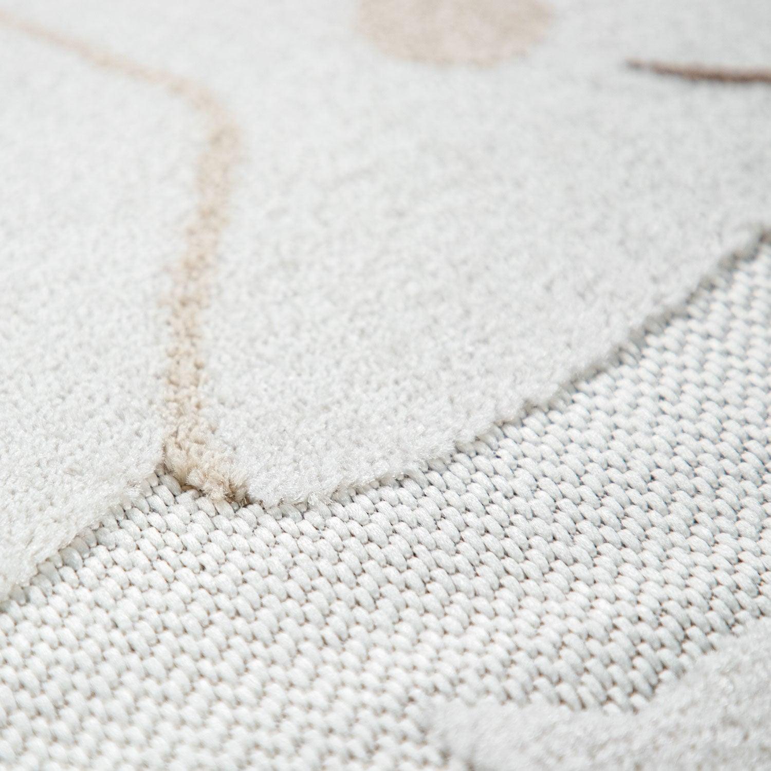 Round Kids Rug Tweet Cuddling Moon & Stars - Cream Beige