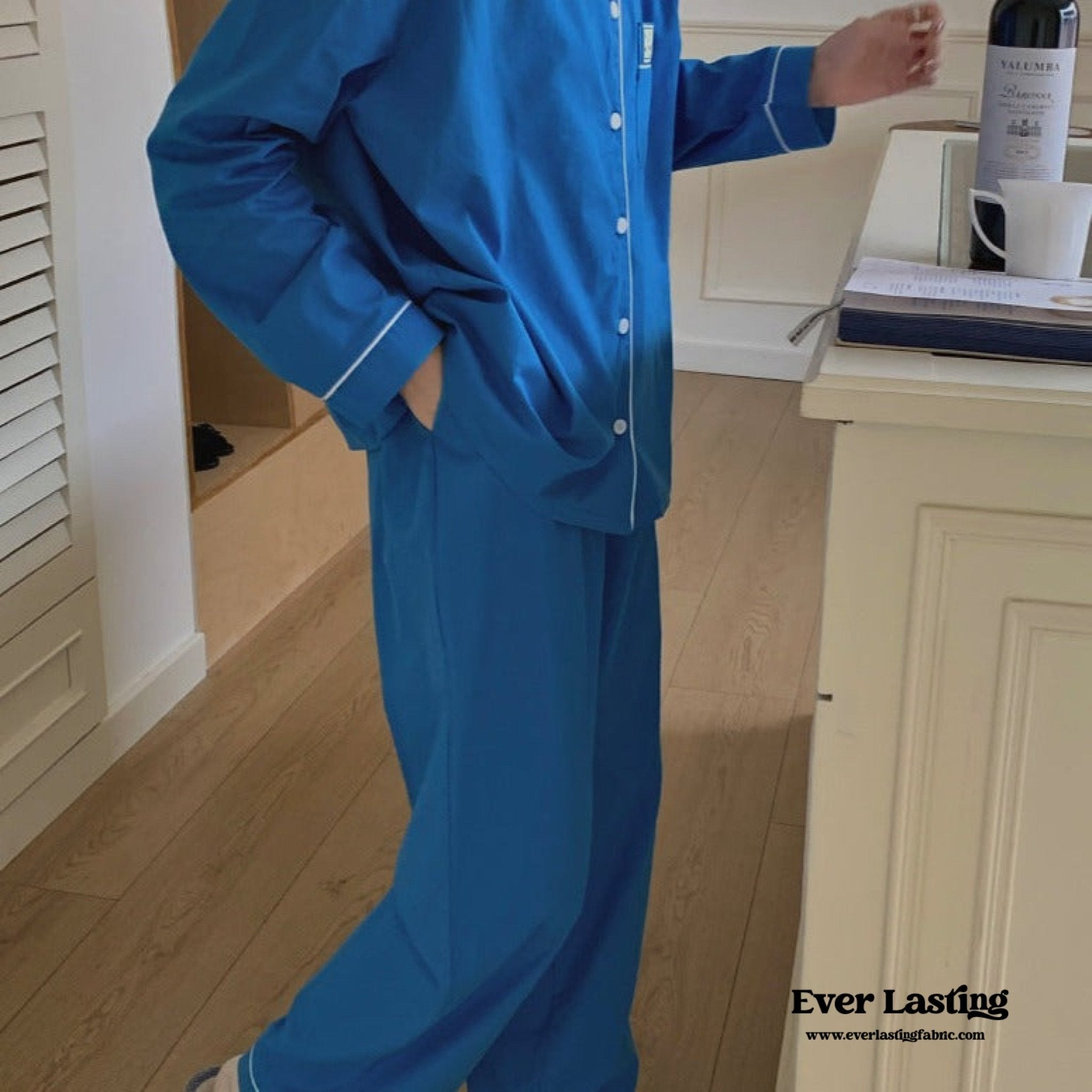 Royal Blue Long Sleeves and Pants Pajama Set