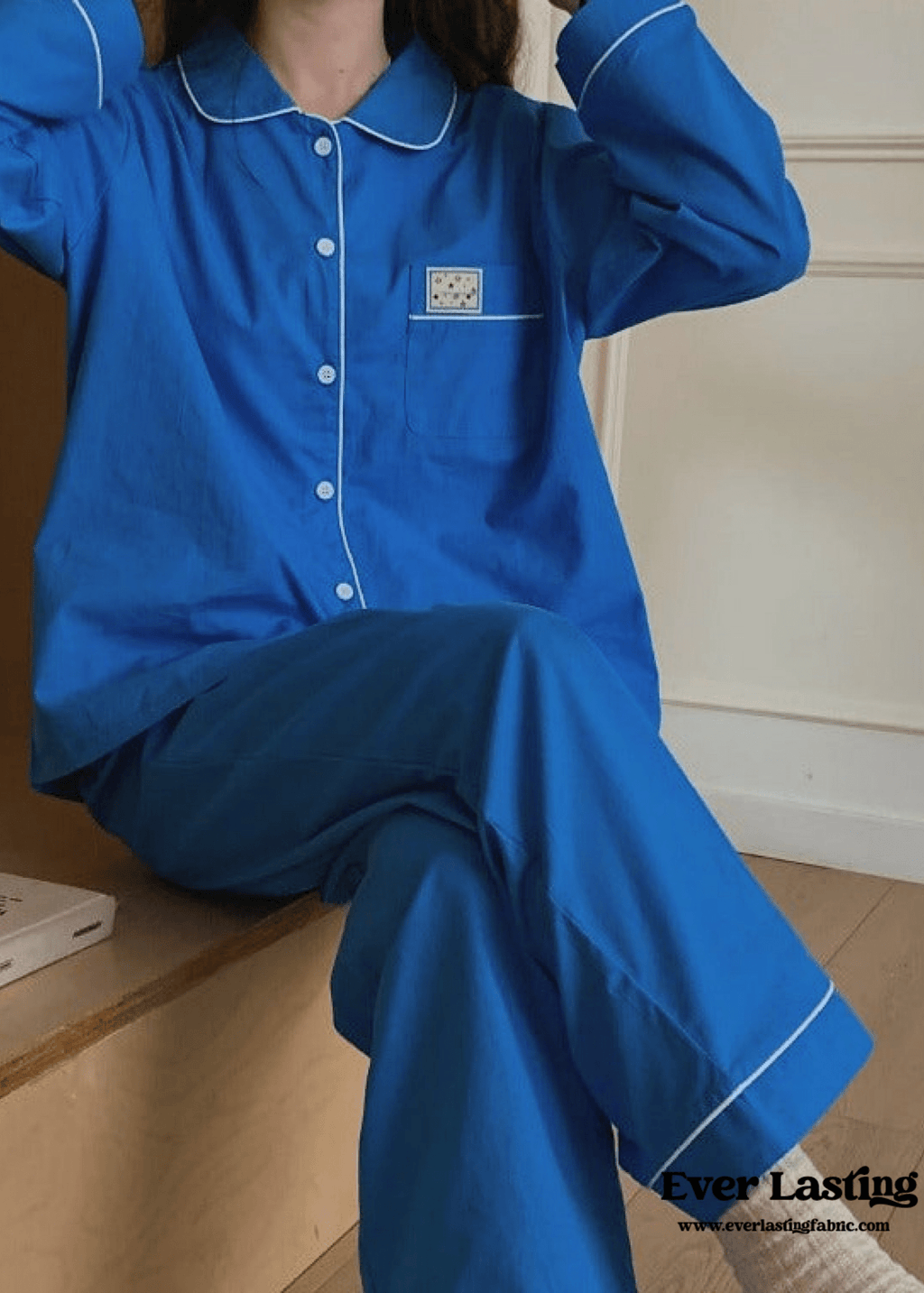 Royal Blue Long Sleeves and Pants Pajama Set