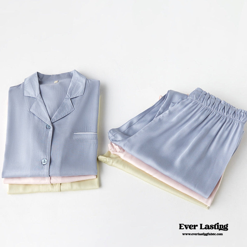 Silky Classic Morandi Silky Pajama Set / Blue