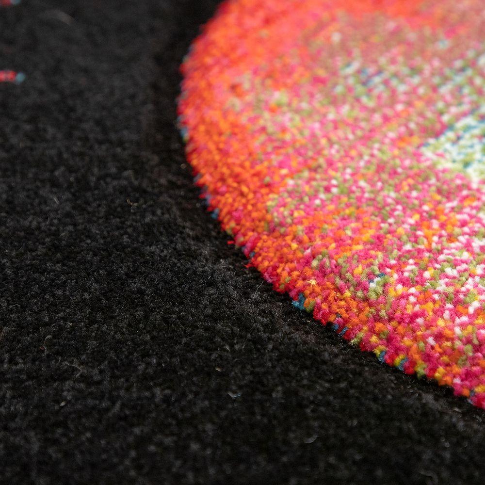 Space Kids Area Rug with colorful Planet Earth and Stars Universe in Black