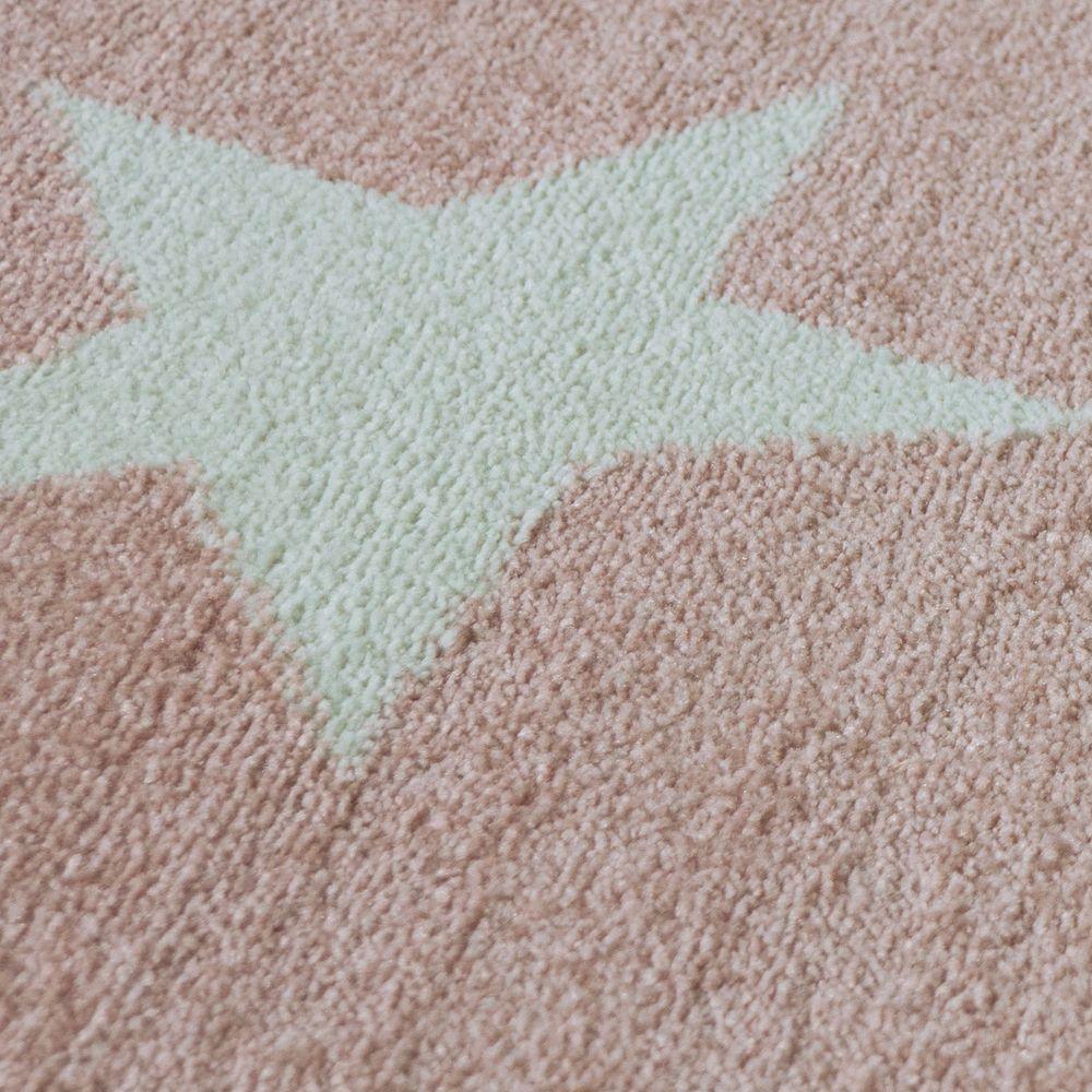 Stars Rug Kids for Nursery in Pink White Pastel Colors