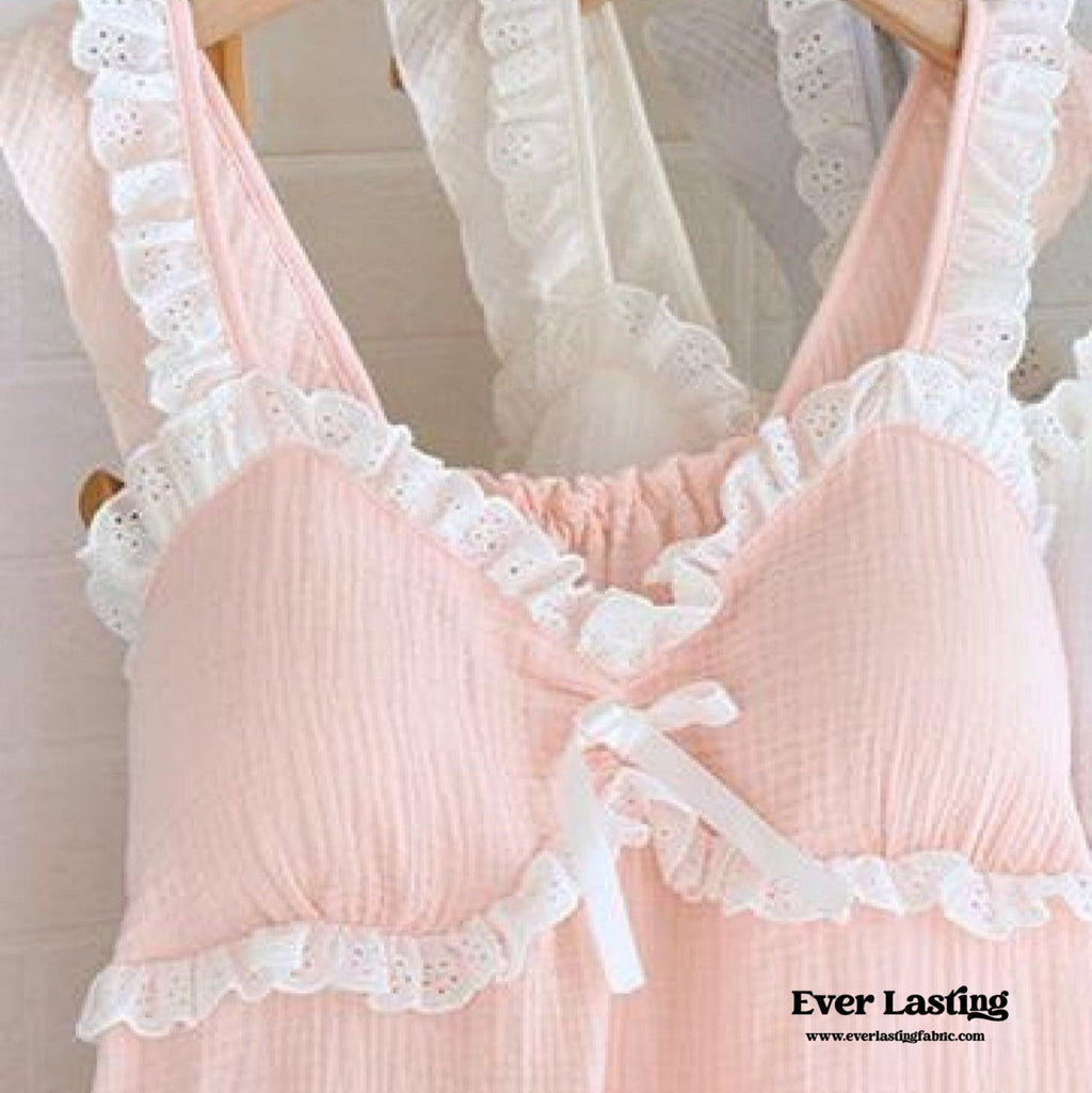 Sweet Ruffle Shorts Pajama Set / Blue