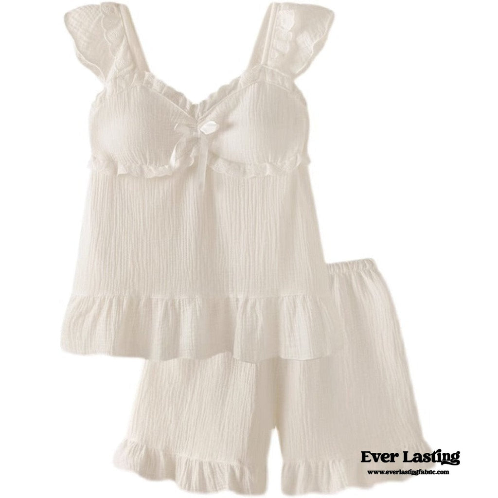 Sweet Ruffle Shorts Pajama Set / Pink