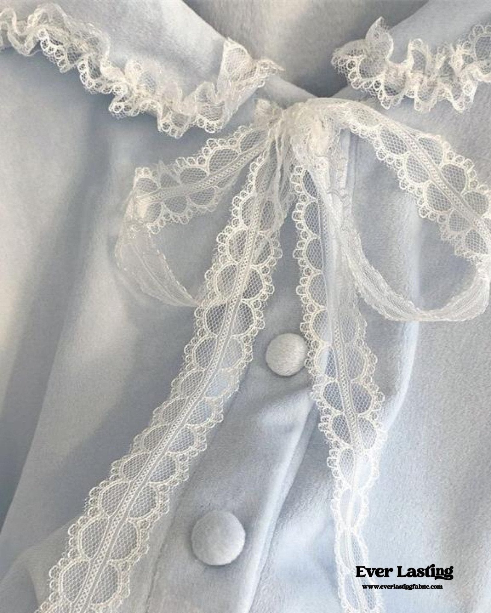 Rosy Velvet Coquette Lace Pajama Set / Blue