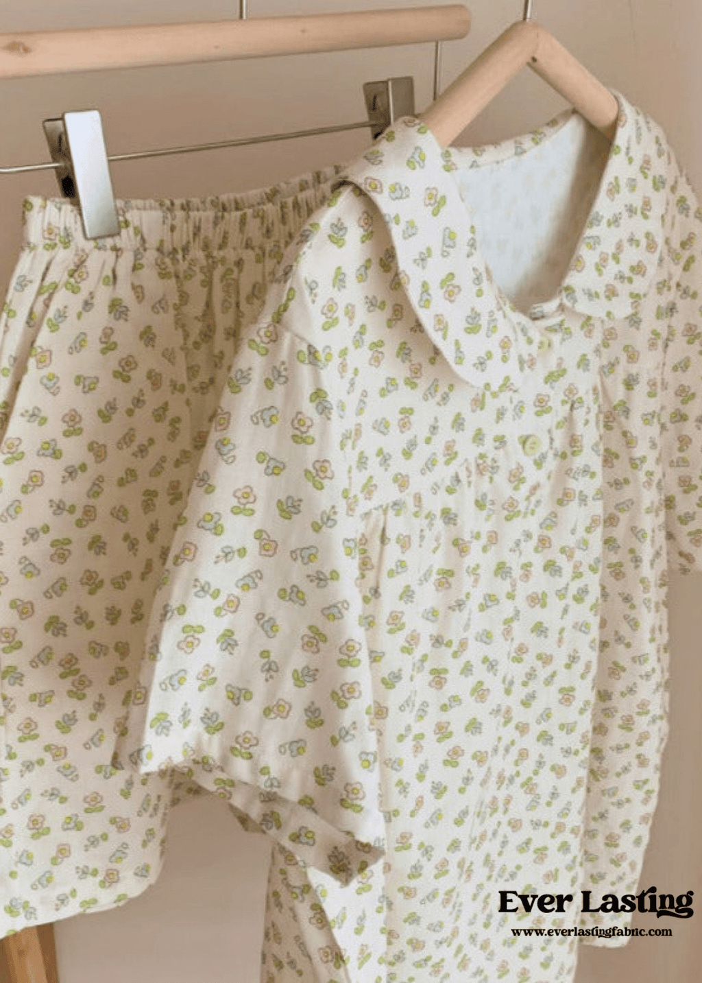 Yellow Floral Short Sleeves Shorts Pajama Set