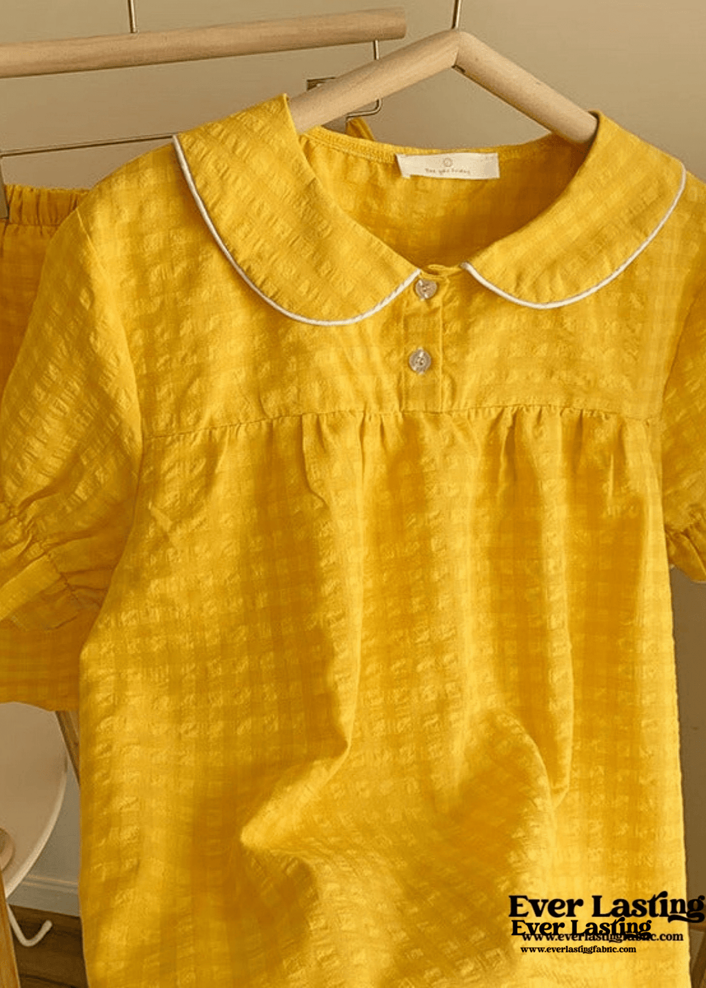Yellow Ruffle Gingham Shorts Pajama Set