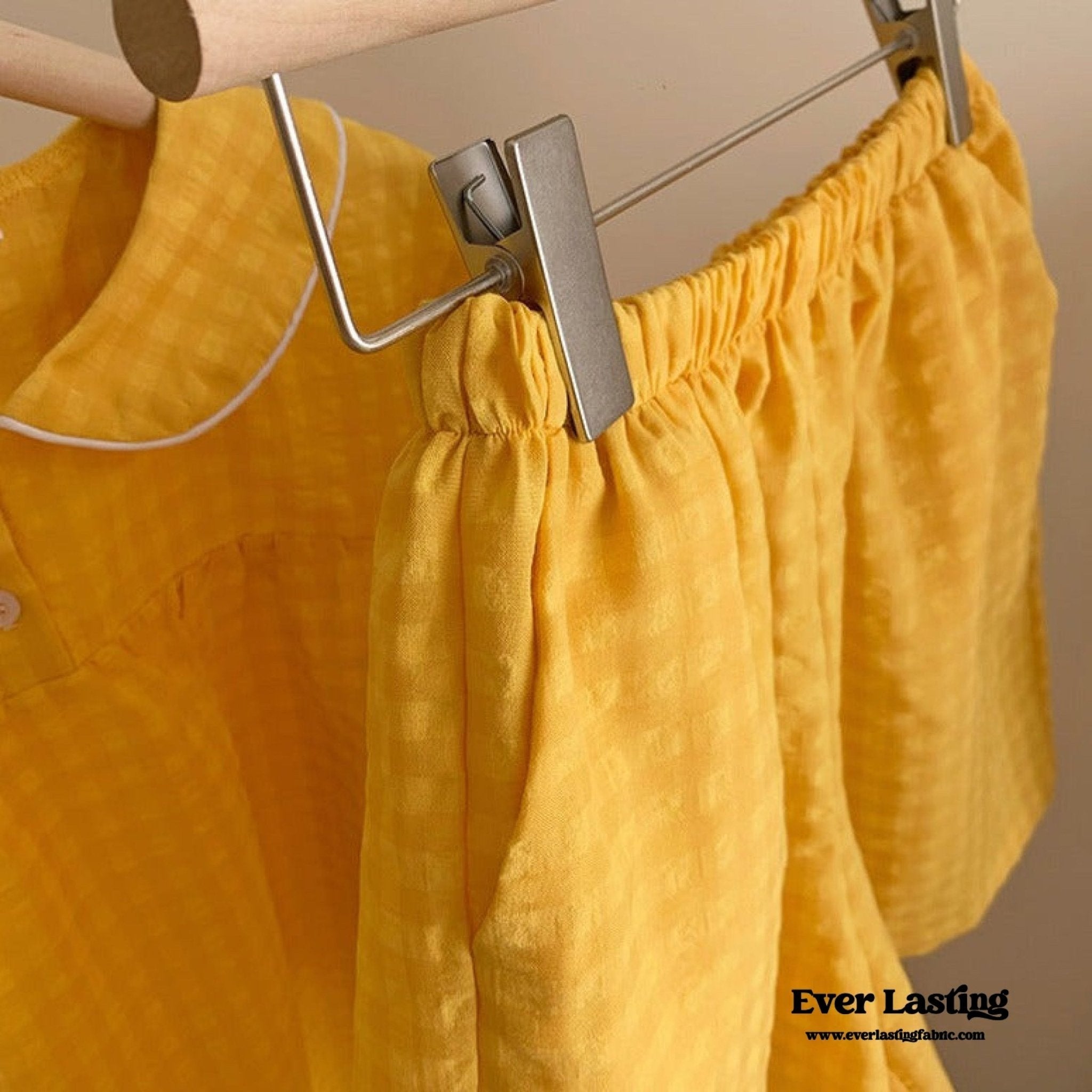 Yellow Ruffle Gingham Shorts Pajama Set