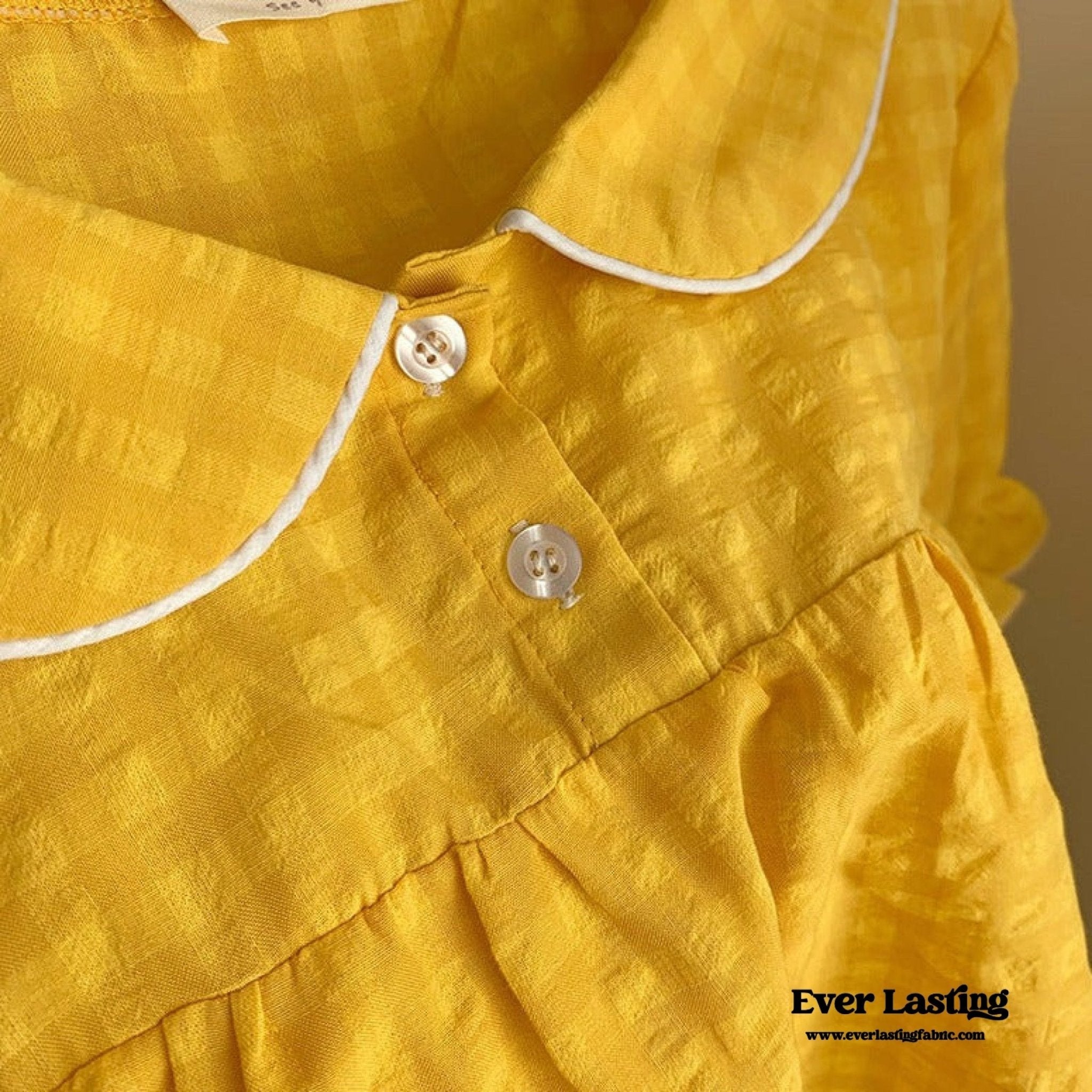 Yellow Ruffle Gingham Shorts Pajama Set