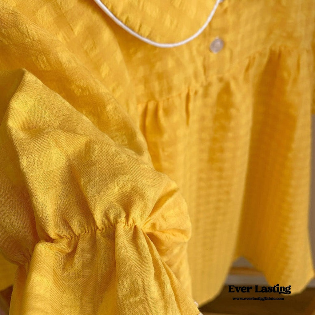 Yellow Ruffle Gingham Shorts Pajama Set
